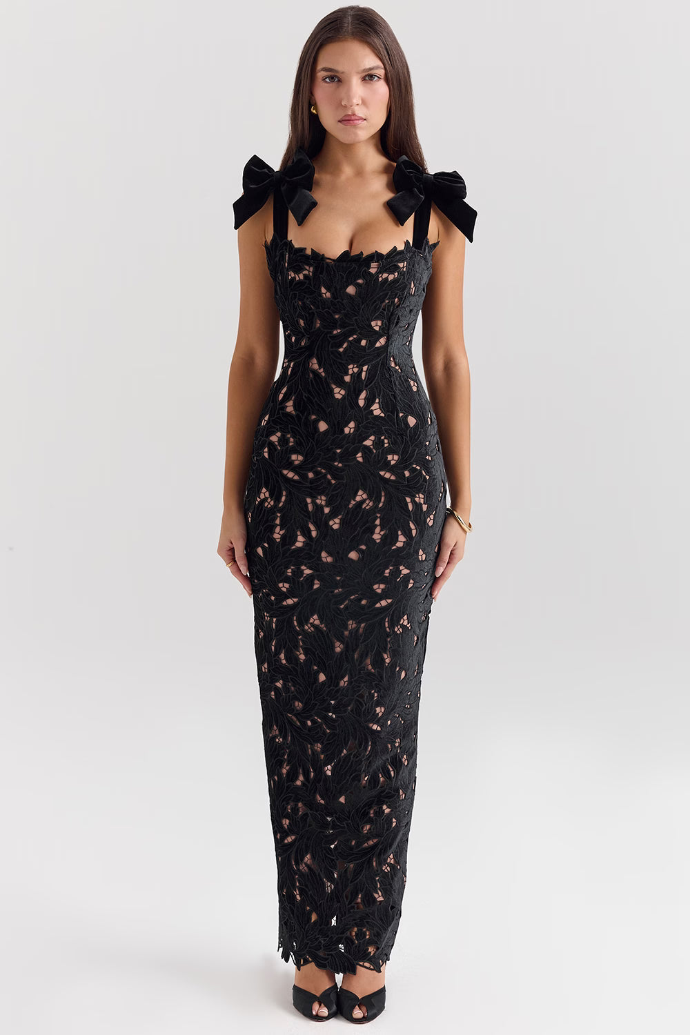 Velvet Bow Maxi Dress