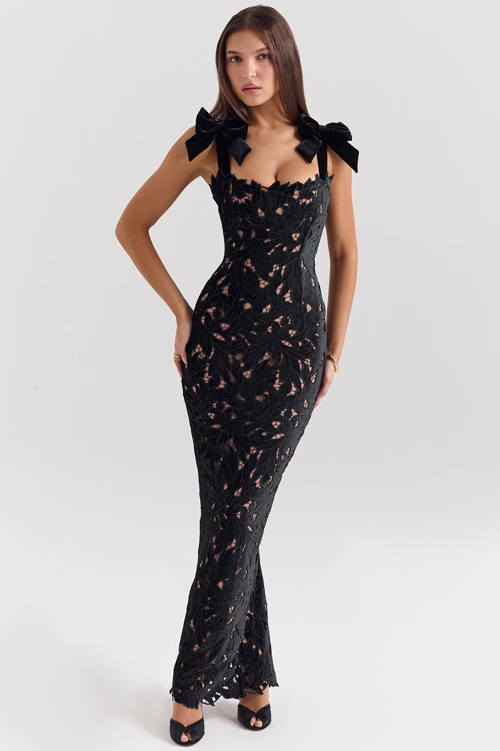 Velvet Bow Maxi Dress